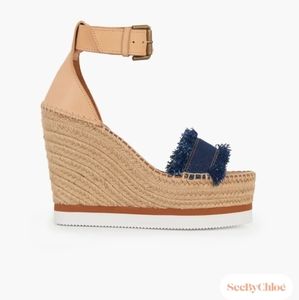See By Chloé Glyn fringed wedge espadrille wedge sandals nwob 10.5